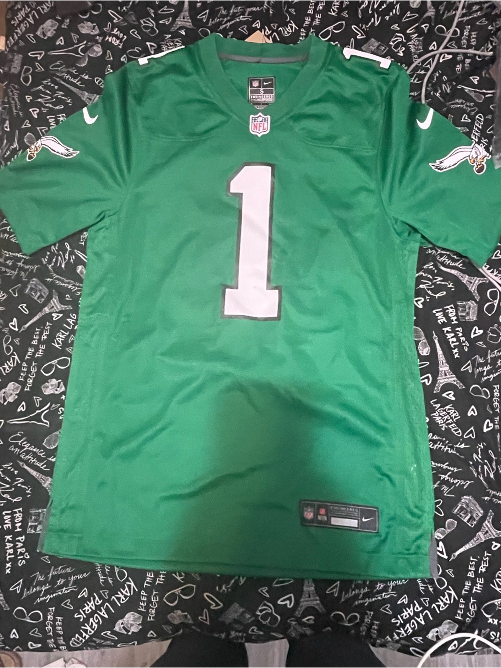 Nike Green Men's Football Jersey with White #1